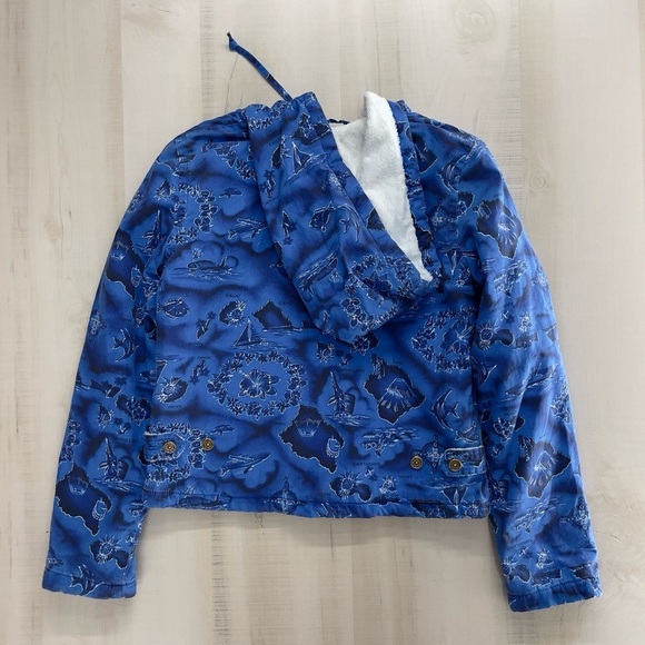 vtg LUCKY BRAND Hawaii printed blue terry cloth full zip jacket 90s 00s - Picture 6 of 9